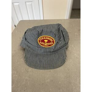 Strasburg Railroad Hickory Stripe Engineers Utility Cap Hat Size 6 3/8 Made USA